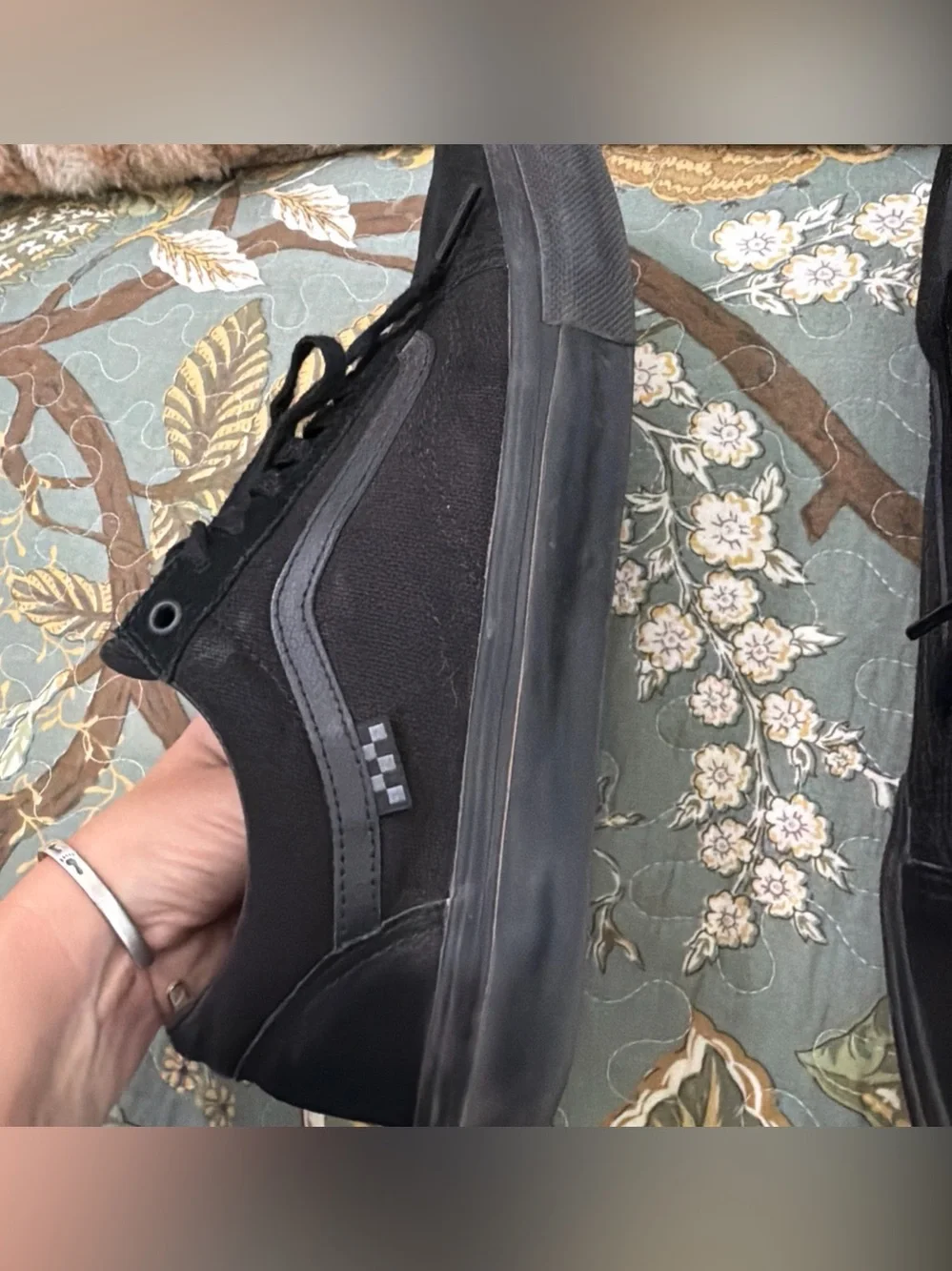 Vans Skate Old Skool 12 Men’s Shoes Black/Black Classic Authentic Pop Cush EUC